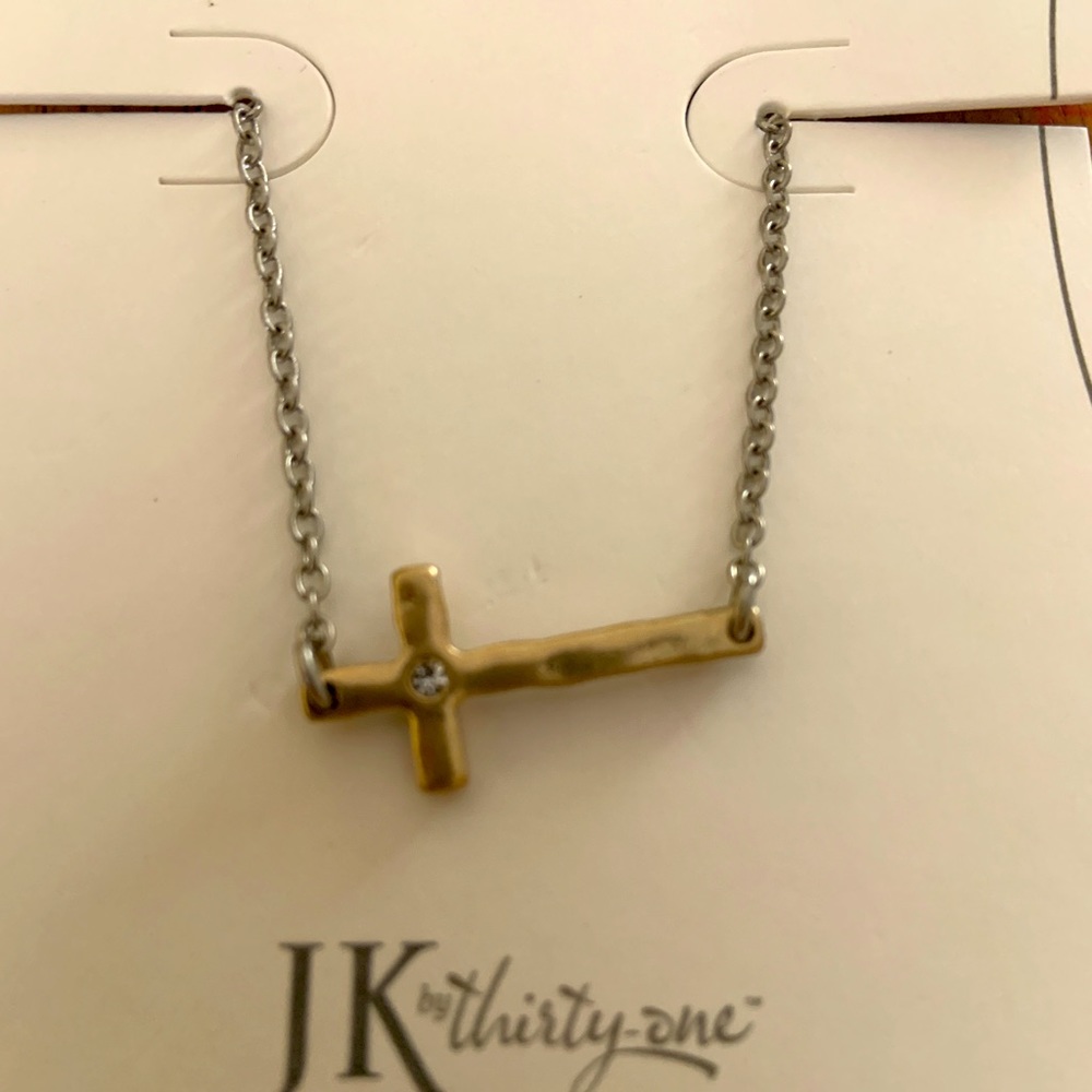 Whisper Cross Two Tone Necklace